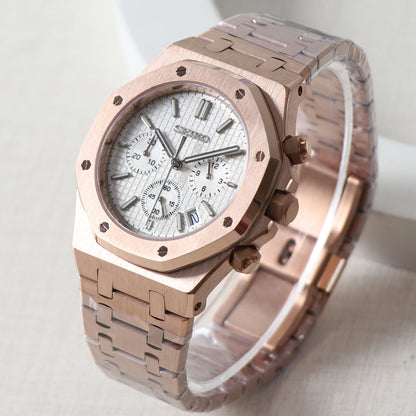 Seiko Royal Oak Chronograph MOD White Dial Rose Gold