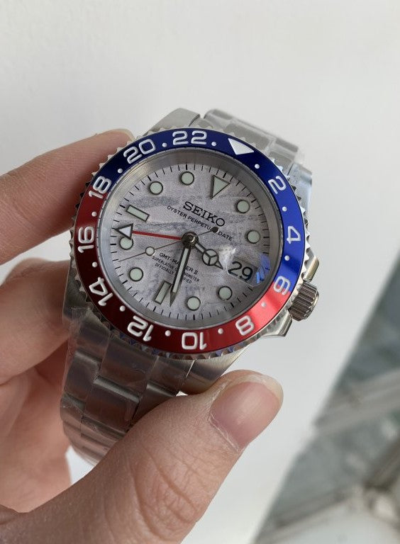 Seiko GMT MOD Pepsi Meteorite Dial