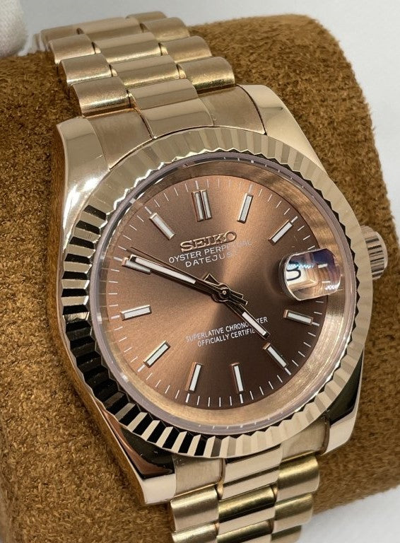 Seiko Datejust MOD Chocolate Dial Rose Gold