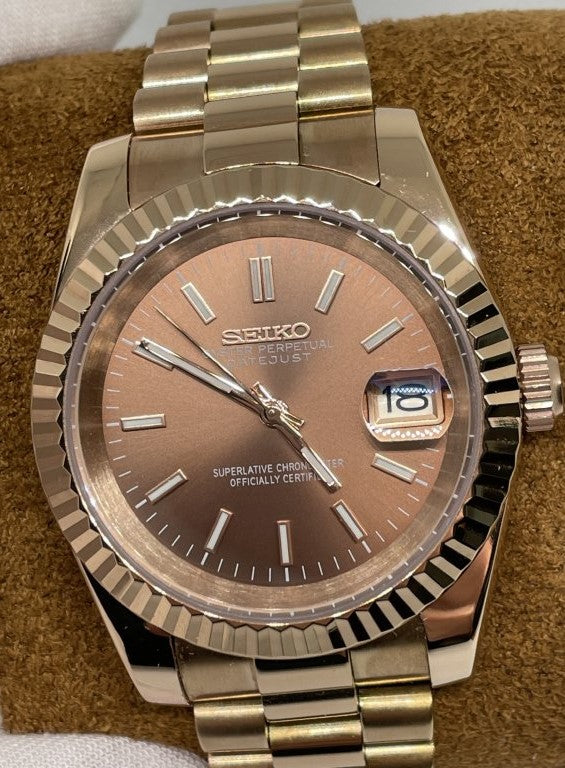 Seiko Datejust MOD Chocolate Dial Rose Gold