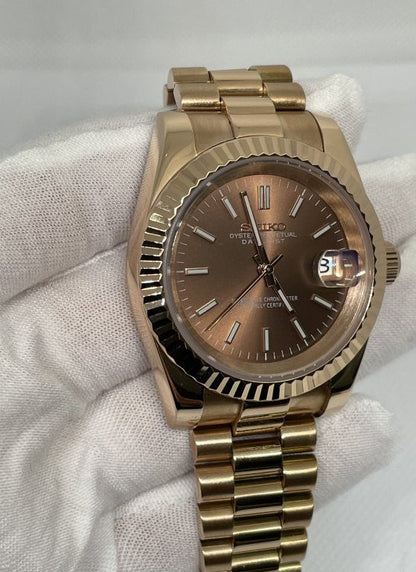 Seiko Datejust MOD Chocolate Dial Rose Gold