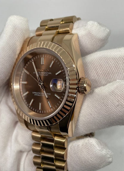 Seiko Datejust MOD Chocolate Dial Rose Gold