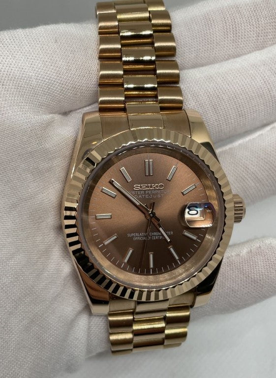 Seiko Datejust MOD Chocolate Dial Rose Gold