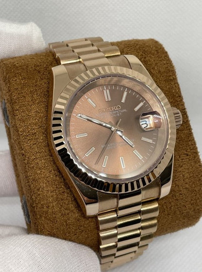 Seiko Datejust MOD Chocolate Dial Rose Gold