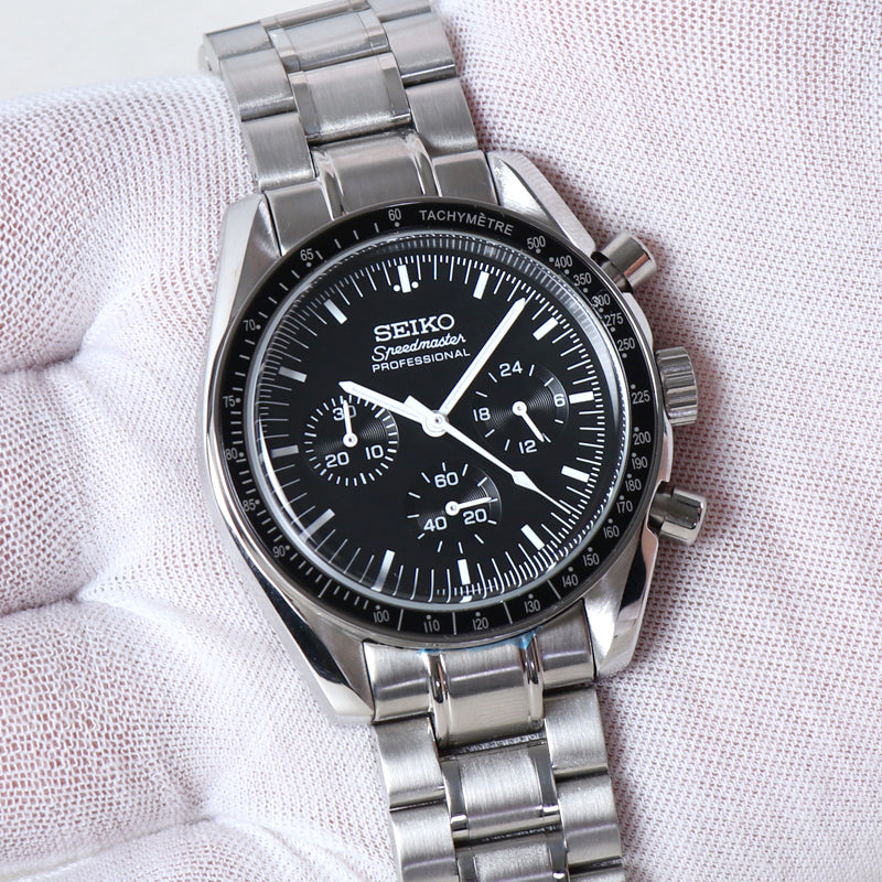 Seiko Speedmaster MOD Black Dial White