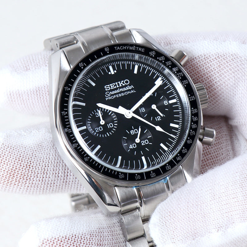 Seiko Speedmaster MOD Black Dial White