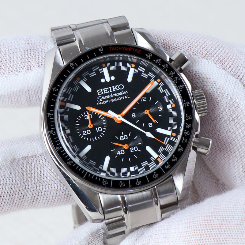 Seiko Speedmaster MOD Black Dial Orange